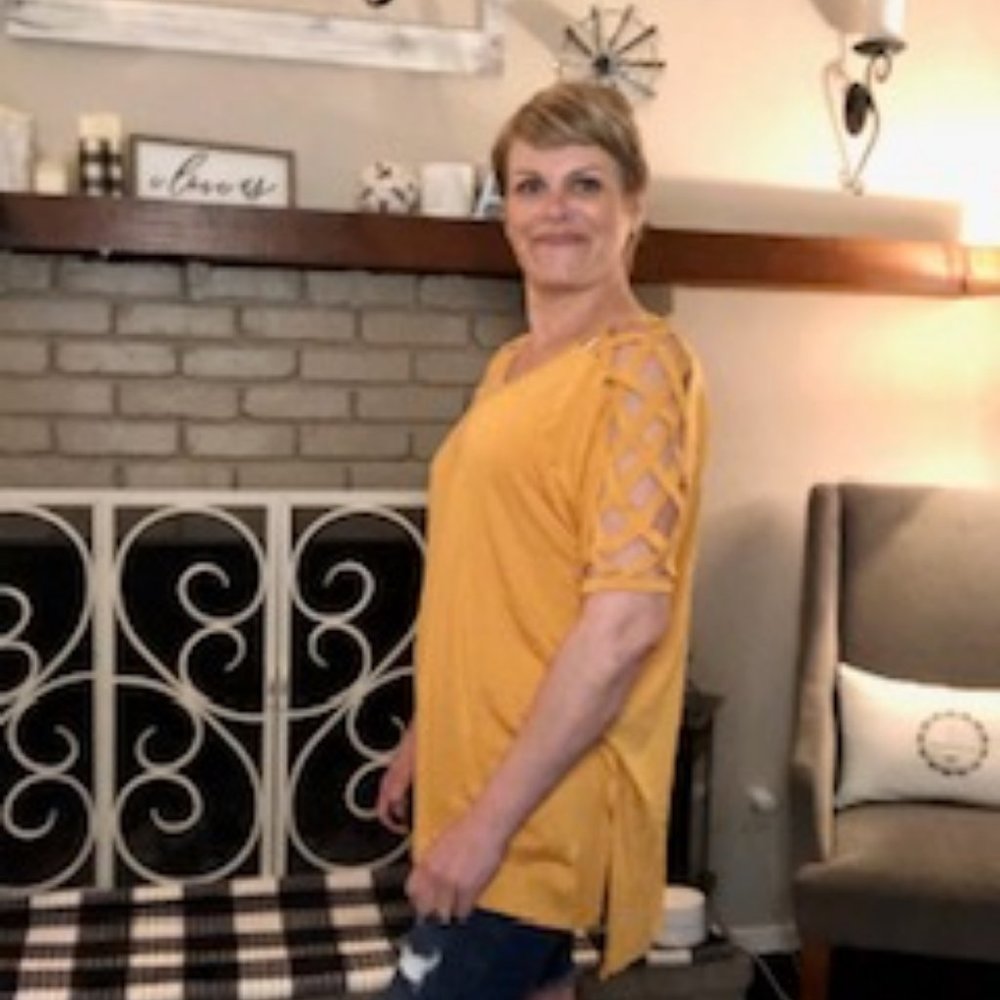 Mustard Lattice Short Sleeve Tunic